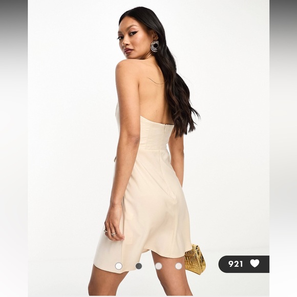 ASOS DESIGN Strapless Corset Mini Dress in Ivory - Picture 4 of 5